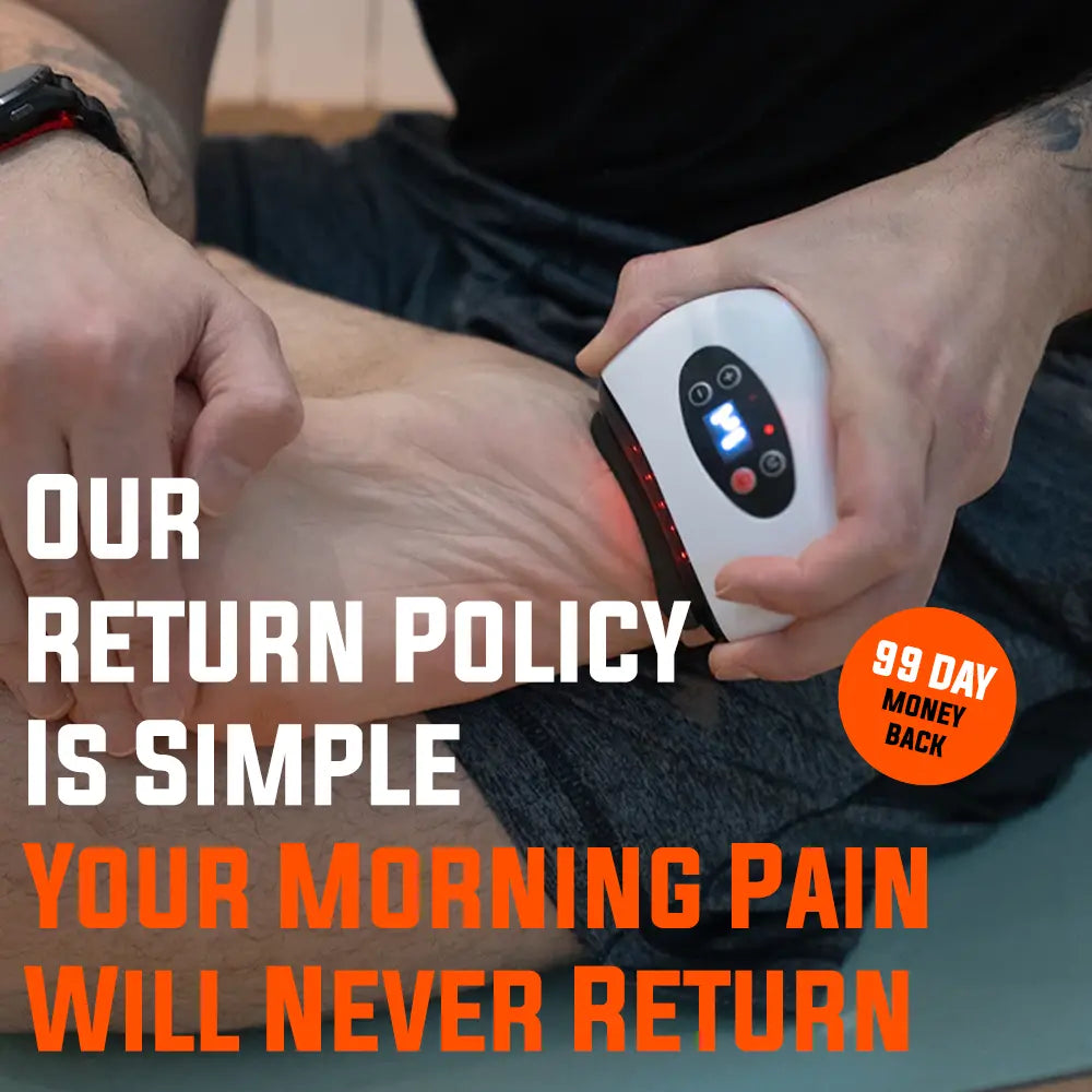 Handheld ThermaEdge™ device on forearm with digital display and buttons during use.